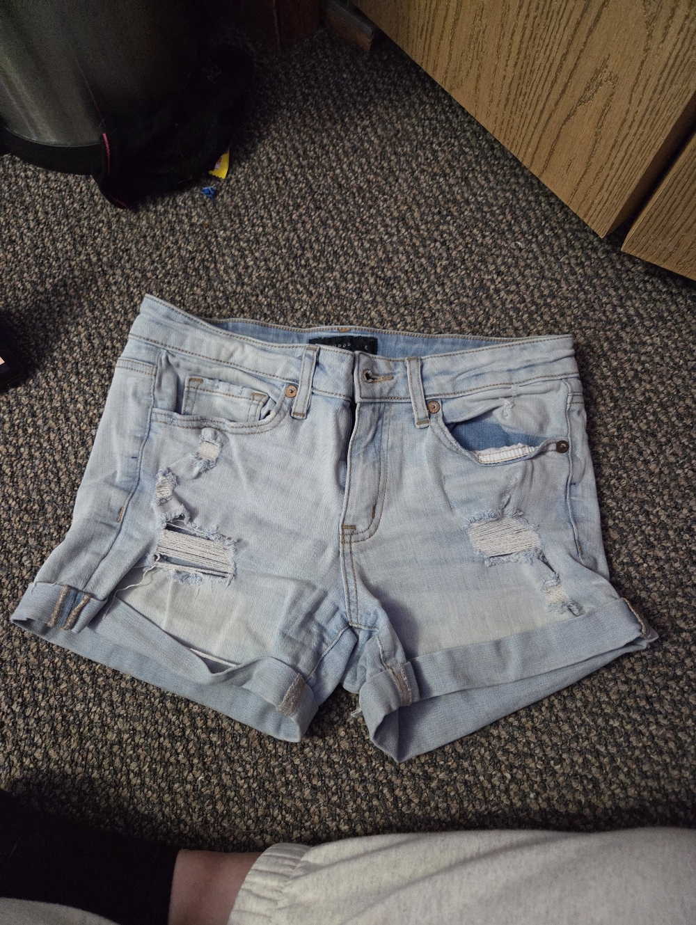 Light Blue Distressed Denim Shorts